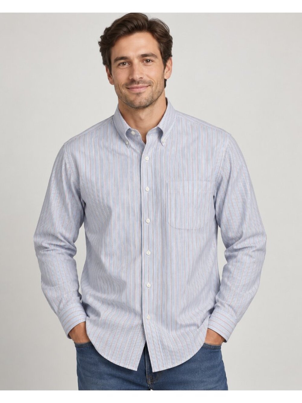 Brooks Brothers 1818 Dress Shirt Mens 18 35 Traditional Fit Non Iron Striped